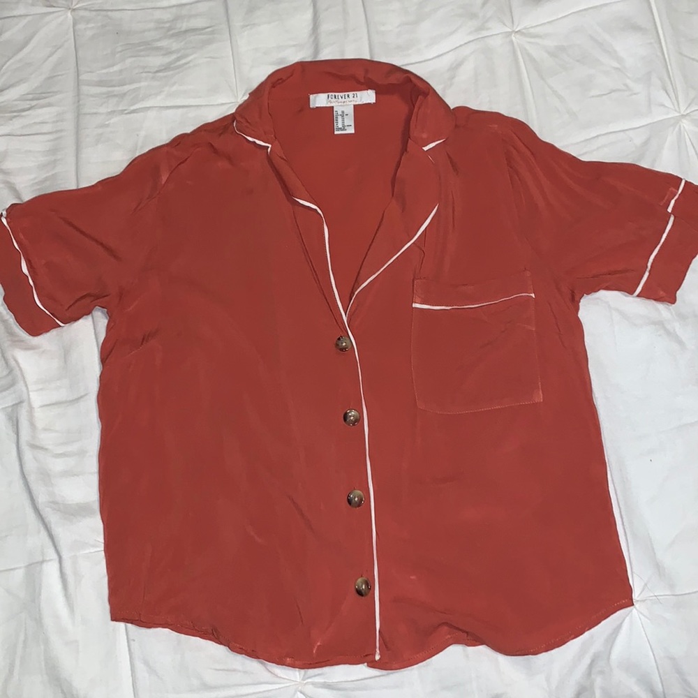 Forever 21 XS red-orange button up